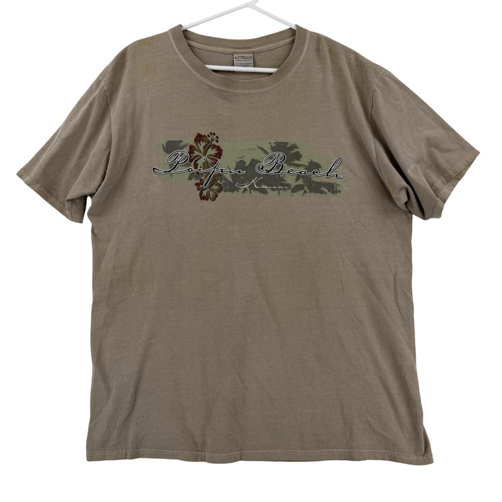 Crazy Shirts Shirt Mens Large Brown Poipu Beach Kauai T-Shirt Kona Coffee Dyed